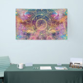 金ゴールドマンダラウォーターカラフルカラー星雲 横断幕 (トレードショー)