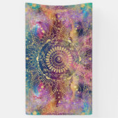 金ゴールドマンダラウォーターカラフルカラー星雲 横断幕 (縦)