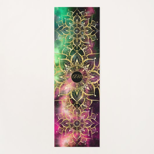 金ゴールドマンダラウォーターカラーネブライニシャル ヨガマット (正面)