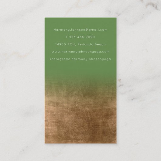 金ゴールドマンダラオングリーンヨガ 名刺 (裏面)