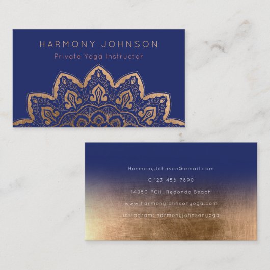 金ゴールドマンダラオンネイビーブルーヨガ 名刺 (正面/裏面)