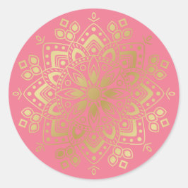 金ゴールドマンダラオンピンクヴィンテージ封筒用シールシール ラウンドシール