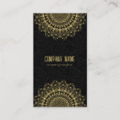 金ゴールドマンダラオンブラックダマスク背景 名刺 (正面)