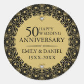 金ゴールドマンダラオンブラック50結婚周年記念 ラウンドシール (正面)