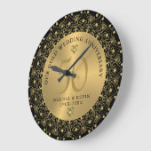 金ゴールドマンダラオンブラック50結婚周年記念 ラージ壁時計 (傾斜)