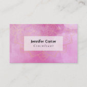金ゴールドマンダラオーバーテクスチャ深いピンク水彩2 名刺 (正面)