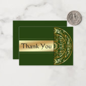 金ゴールドマンダラグリーン背景サンキューカード ノートカード (正面/裏面インサイチュ)