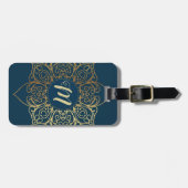 金ゴールドマンダラダマスクパターン&モノグラム ラゲッジタグ (正面横)