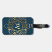 金ゴールドマンダラダマスクパターン&モノグラム ラゲッジタグ (裏面横)