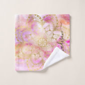 金ゴールドマンダラパターンピンクパープルネブラカスタム バスタオルセット (ウォッシュタオル)