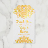 金ゴールドマンダラパーソナライズされたデザイン結婚ズ ギフトタグ (正面)