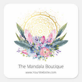 金ゴールドマンダラピンクのクリスタルサイキックスピリチュアル写真 スクエアシール