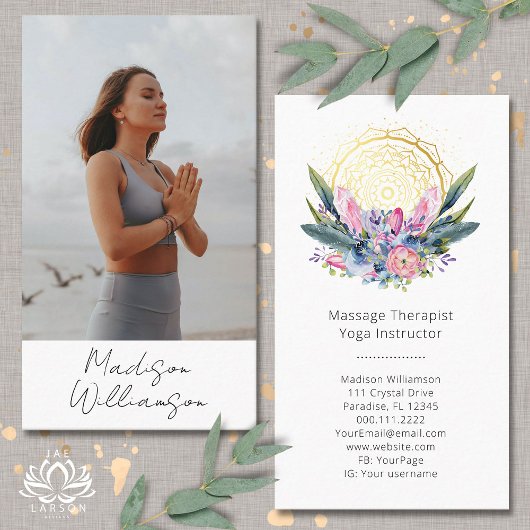 金ゴールドマンダラピンクのクリスタルサイキックスピリチュアル写真 名刺