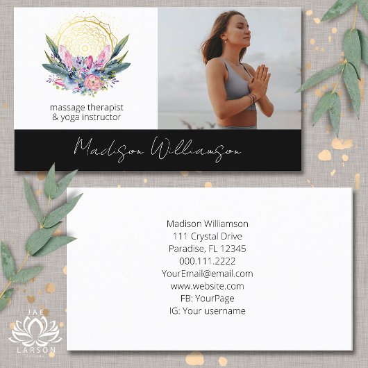 金ゴールドマンダラピンクのクリスタルサイキックスピリチュアル写真 名刺