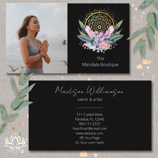 金ゴールドマンダラピンクのクリスタルサイキックスピリチュアル写真 名刺