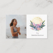 金ゴールドマンダラピンクのクリスタルサイキックスピリチュアル写真 名刺 (正面)