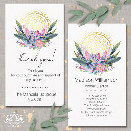 金ゴールドマンダラピンククリスタルスパスピリチュアルありがとう 名刺