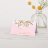 金ゴールドマンダラピンクピーチモダンチックテーブル プレイスカード (裏面)