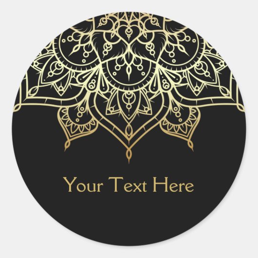 金ゴールドマンダラブラックグラムシックモダングラムフツ ラウンドシール (正面)