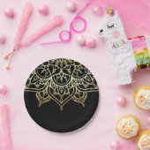 金ゴールドマンダラブラックシッモダンクグラムパーティー ペーパープレート (パーティー)