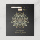 金ゴールドマンダラブラックシ結婚ックのテーモダンブルシート プレイスカード (外部開封)