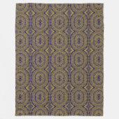 金ゴールドマンダラプリントオンブルー フリースブランケット (正面)