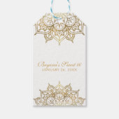 金ゴールドマンダラホワイトグラムモダン結婚式の引き出物 ギフトタグ (正面)