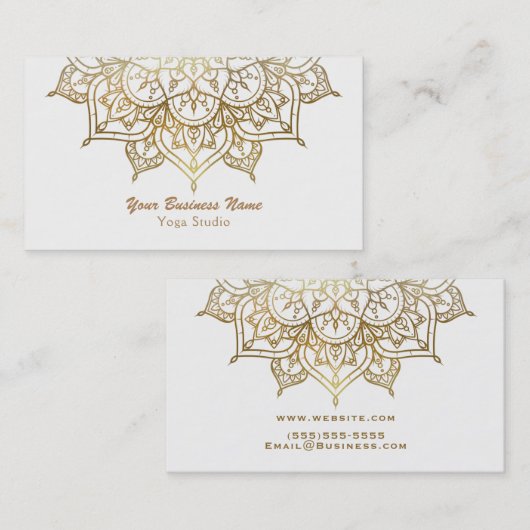 金ゴールドマンダラホワイトシッククラッシーモダンヨガ 名刺 (正面/裏面)
