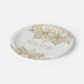金ゴールドマンダラホワイトシックモダンクラッシー結婚グラム ペーパープレート (アングル)