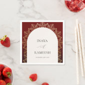 金ゴールドマンダラレッドインディアン結婚ズ スタンダードカクテルナプキン (インサイチュ)