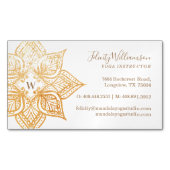金ゴールドマンダラロータスフラワーモノグラム マグネット名刺 (正面)