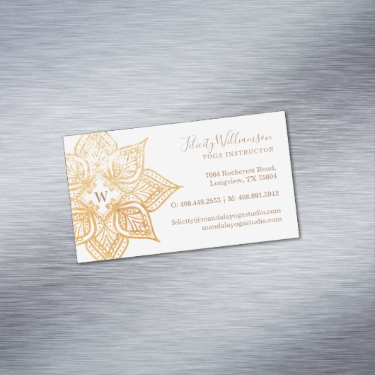 金ゴールドマンダラロータスフラワーモノグラム マグネット名刺 (インサイチュ)