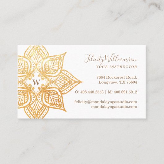 金ゴールドマンダラロータスフラワーモノグラム 名刺 (正面)