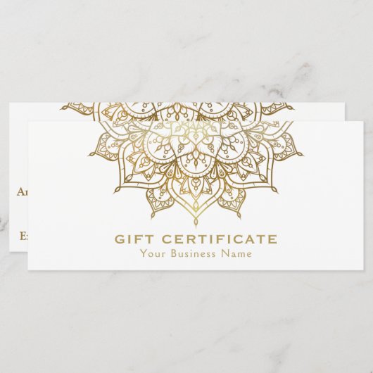 金ゴールドマンダラ白ミニマルモダン贈与証書 (正面/裏面)