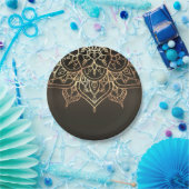 金ゴールドマンダラ自然ブラウンブロンズモダングラムパーティー ペーパープレート (パーティー)