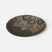 金ゴールドマンダラ自然ブラウンブロンズモダングラムパーティー ペーパープレート (アングル)
