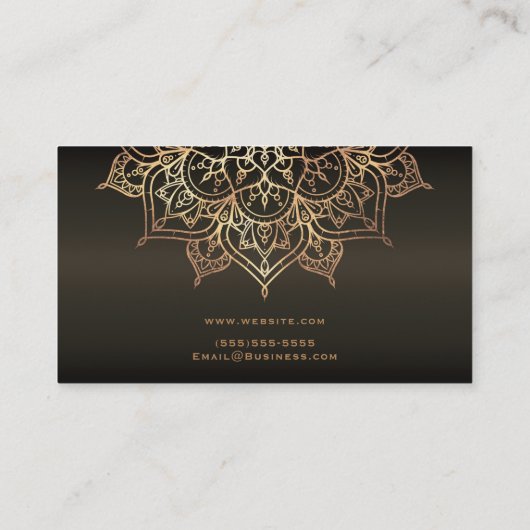 金ゴールドマンダラ自然ブラウンブロンズモダンヨガ 名刺 (裏面)