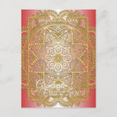 金ゴールドマンダラ赤の卒業発表 ポストカード (正面)