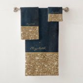 金ゴールドマンダラ、グリッターネイビーブルー バスタオルセット (インサイチュ)