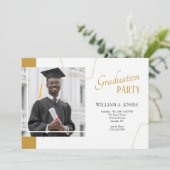 金ゴールドマーカー写真の卒業 招待状 (スタンド正面)
