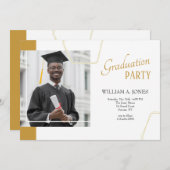 金ゴールドマーカー写真の卒業 招待状 (正面/裏面)