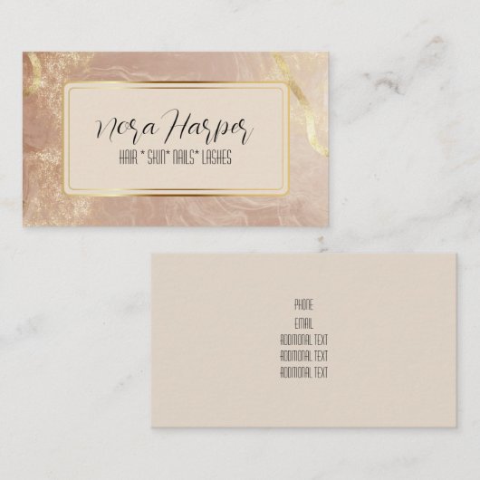 金ゴールドマーブピンクのマーブル 名刺 (正面/裏面)