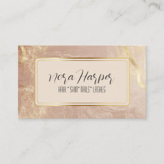 金ゴールドマーブピンクのマーブル 名刺