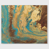 金ゴールドマーブリングテクスチャデザイン青と金色の大理石 ラッピングペーパー (フラット)