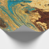 金ゴールドマーブリングテクスチャデザイン青と金色の大理石 ラッピングペーパー (角)