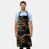 金ゴールドマーブリングテクスチャ： Luxeデザイン要素 エプロン (着用した状態)