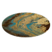 金ゴールドマーブリング：青い大理石のテクスチャ カッティングボード (角)