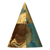 金ゴールドマーブリング：青い大理石のテクスチャ パーティーハット (裏面)