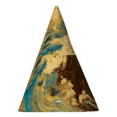 金ゴールドマーブリング：青い大理石のテクスチャ パーティーハット (右)