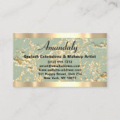 金ゴールドマーブルグリッターバラ美しいスタジオスパミント 名刺 (裏面)